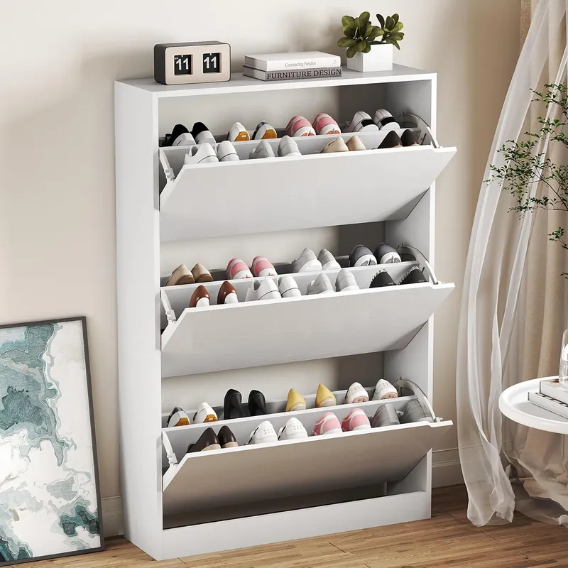 BORNOON Shoe Cabinet with 3 Flip Drawers