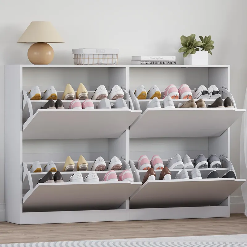 BORNOON Shoe Cabinet with 4 Flip Drawers